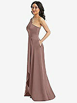 Side View Thumbnail - Sienna One-Shoulder High Low Maxi Dress with Pockets