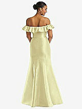 Alt View 5 Thumbnail - Butter Yellow Off-the-Shoulder Ruffle Neck Satin Trumpet Gown