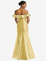 Alt View 5 Thumbnail - Maize Off-the-Shoulder Ruffle Neck Satin Trumpet Gown