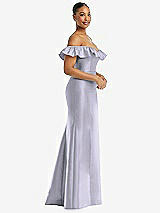 Alt View 4 Thumbnail - Silver Dove Off-the-Shoulder Ruffle Neck Satin Trumpet Gown