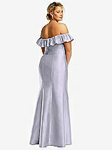 Rear View Thumbnail - Silver Dove Off-the-Shoulder Ruffle Neck Satin Trumpet Gown