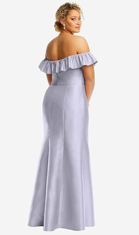 Back View - Silver Dove Off-the-Shoulder Ruffle Neck Satin Trumpet Gown