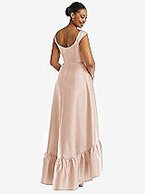 Rear View Thumbnail - Cameo Cap Sleeve Deep Ruffle Hem Satin High Low Dress with Pockets