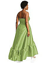 Alt View 3 Thumbnail - Mojito Strapless Deep Ruffle Hem Satin High Low Dress with Pockets