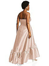 Alt View 3 Thumbnail - Cameo Strapless Deep Ruffle Hem Satin High Low Dress with Pockets