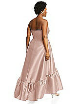 Alt View 3 Thumbnail - Toasted Sugar Strapless Deep Ruffle Hem Satin High Low Dress with Pockets