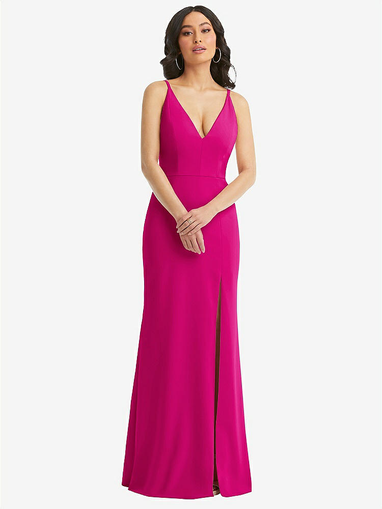 Dessy Collection Diamond Cutout Back Trumpet Gown with Front on sale Slit- 6