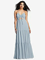 Alt View 2 Thumbnail - Mist Drawstring Bodice Gathered Tie Open-Back Maxi Dress with Tiered Skirt