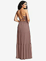 Rear View Thumbnail - Sienna Drawstring Bodice Gathered Tie Open-Back Maxi Dress with Tiered Skirt