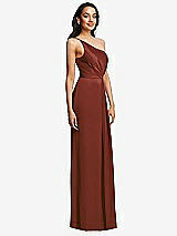 Side View Thumbnail - Auburn Moon One-Shoulder Draped Skirt Satin Trumpet Gown