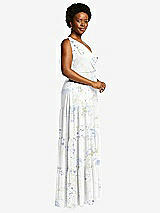 Alt View 2 Thumbnail - Bleu Garden Bow-Shoulder Faux Wrap Maxi Dress with Tiered Skirt