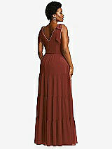 Alt View 3 Thumbnail - Auburn Moon Bow-Shoulder Faux Wrap Maxi Dress with Tiered Skirt