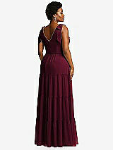 Alt View 3 Thumbnail - Cabernet Bow-Shoulder Faux Wrap Maxi Dress with Tiered Skirt