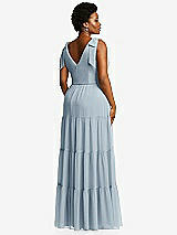 Alt View 3 Thumbnail - Mist Bow-Shoulder Faux Wrap Maxi Dress with Tiered Skirt