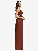 Side View Thumbnail - Auburn Moon Open Neck Cross Bodice Cutout  Maxi Dress with Front Slit