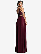 Rear View Thumbnail - Cabernet Open Neck Cross Bodice Cutout  Maxi Dress with Front Slit