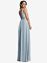 Rear View Thumbnail - Mist Open Neck Cross Bodice Cutout  Maxi Dress with Front Slit