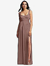 Front View Thumbnail - Sienna Open Neck Cross Bodice Cutout  Maxi Dress with Front Slit