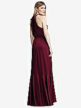 Alt View 3 Thumbnail - Cabernet Tie-Neck Halter Maxi Dress with Asymmetric Cascade Ruffle Skirt