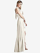 Alt View 2 Thumbnail - Ivory Tie-Neck Halter Maxi Dress with Asymmetric Cascade Ruffle Skirt