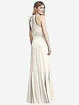 Alt View 3 Thumbnail - Ivory Tie-Neck Halter Maxi Dress with Asymmetric Cascade Ruffle Skirt