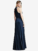 Alt View 3 Thumbnail - Midnight Navy Tie-Neck Halter Maxi Dress with Asymmetric Cascade Ruffle Skirt