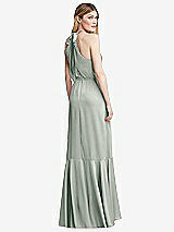 Alt View 3 Thumbnail - Willow Green Tie-Neck Halter Maxi Dress with Asymmetric Cascade Ruffle Skirt