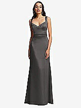 Front View Thumbnail - Caviar Gray Framed Bodice Criss Criss Open Back A-Line Maxi Dress