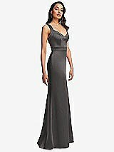 Side View Thumbnail - Caviar Gray Framed Bodice Criss Criss Open Back A-Line Maxi Dress