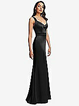 Side View Thumbnail - Black Framed Bodice Criss Criss Open Back A-Line Maxi Dress