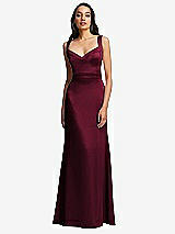 Front View Thumbnail - Cabernet Framed Bodice Criss Criss Open Back A-Line Maxi Dress