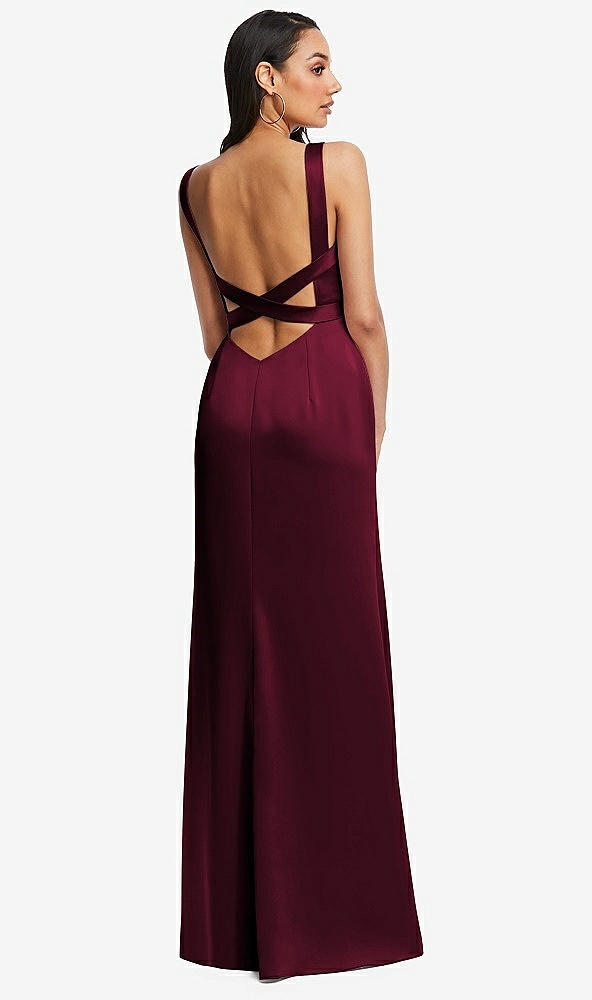 Back View - Cabernet Framed Bodice Criss Criss Open Back A-Line Maxi Dress