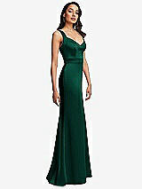 Side View Thumbnail - Hunter Green Framed Bodice Criss Criss Open Back A-Line Maxi Dress