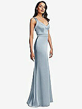 Side View Thumbnail - Mist Framed Bodice Criss Criss Open Back A-Line Maxi Dress