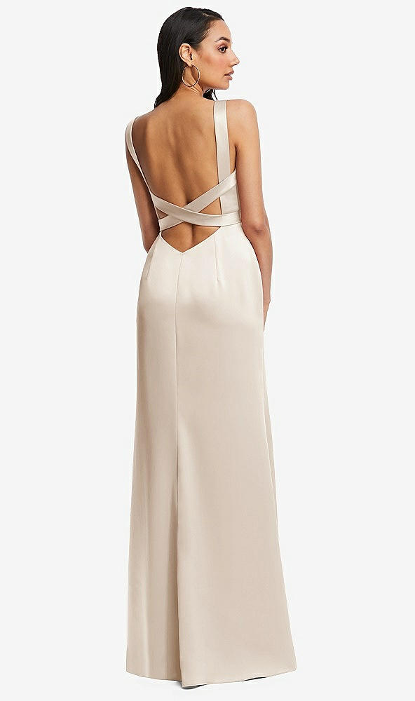 Back View - Oat Framed Bodice Criss Criss Open Back A-Line Maxi Dress