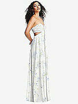 Alt View 1 Thumbnail - Bleu Garden Strapless Empire Waist Cutout Maxi Dress with Covered Button Detail