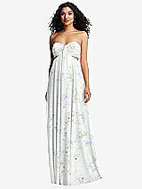 Front View Thumbnail - Bleu Garden Strapless Empire Waist Cutout Maxi Dress with Covered Button Detail