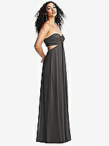 Alt View 4 Thumbnail - Caviar Gray Strapless Empire Waist Cutout Maxi Dress with Covered Button Detail