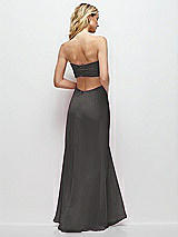 Side View Thumbnail - Caviar Gray Strapless Empire Waist Cutout Maxi Dress with Covered Button Detail