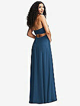 Alt View 7 Thumbnail - Dusk Blue Strapless Empire Waist Cutout Maxi Dress with Covered Button Detail