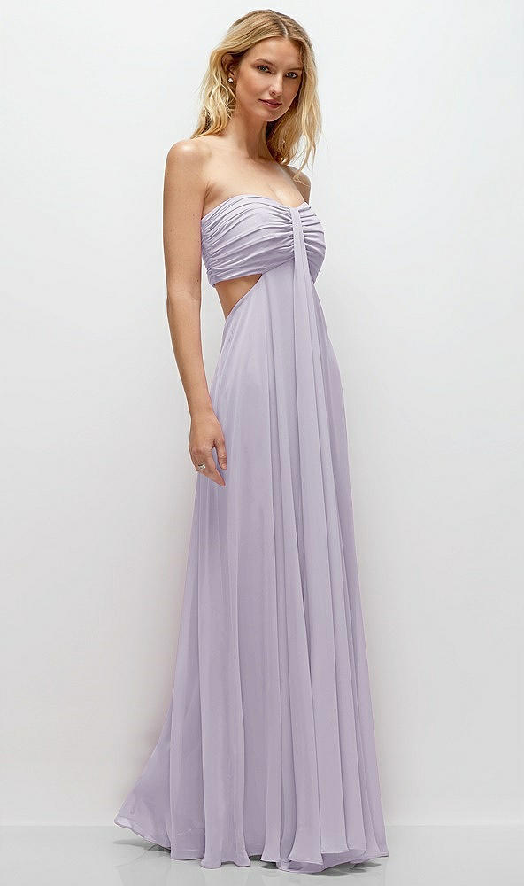 Back View - Moondance Strapless Empire Waist Cutout Maxi Dress with Covered Button Detail