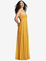 Alt View 4 Thumbnail - NYC Yellow Strapless Empire Waist Cutout Maxi Dress with Covered Button Detail