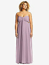 Alt View 1 Thumbnail - Suede Rose Strapless Empire Waist Cutout Maxi Dress with Covered Button Detail