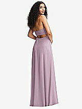 Alt View 7 Thumbnail - Suede Rose Strapless Empire Waist Cutout Maxi Dress with Covered Button Detail