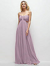 Front View Thumbnail - Suede Rose Strapless Empire Waist Cutout Maxi Dress with Covered Button Detail