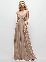 Front View Thumbnail - Topaz Strapless Empire Waist Cutout Maxi Dress with Covered Button Detail