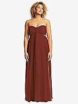 Alt View 1 Thumbnail - Auburn Moon Strapless Empire Waist Cutout Maxi Dress with Covered Button Detail