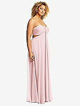 Alt View 2 Thumbnail - Ballet Pink Strapless Empire Waist Cutout Maxi Dress with Covered Button Detail