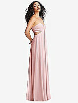 Alt View 4 Thumbnail - Ballet Pink Strapless Empire Waist Cutout Maxi Dress with Covered Button Detail