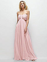 Front View Thumbnail - Ballet Pink Strapless Empire Waist Cutout Maxi Dress with Covered Button Detail